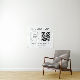 Seminar Party Event QR Code Logo Text Backdrop Tapestry