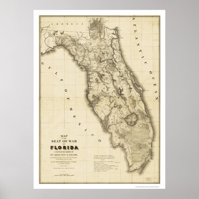 Seminole War Florida Map 1839 Poster (Front)