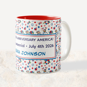 Semiquincentennial Bicycles Flowers Flags Balloons Two-Tone Coffee Mug