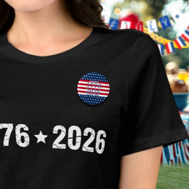 Semiquincentennial Stars Stripes America 1776 2026 3 Cm Round Badge (Creator Uploaded)