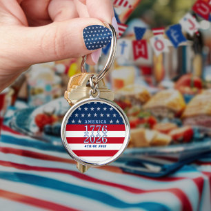 Semiquincentennial Stars Stripes America 1776 2026 Key Ring