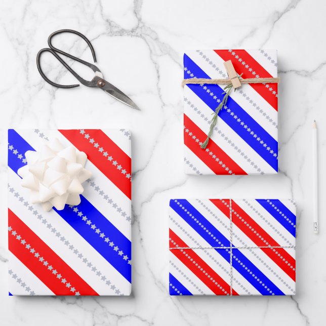 Semiquincentennial Stars & Stripes Americana  Wrapping Paper Sheet (Front)