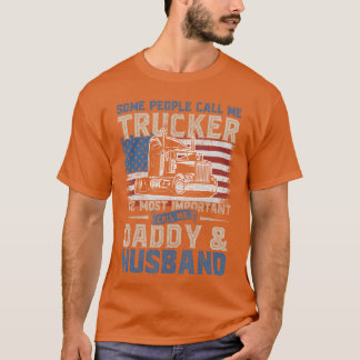 Semiruck Driverrucker Daddy Husband US American Fl T-Shirt