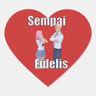 "Sempai Fidelis" for anime Lovers Heart Sticker