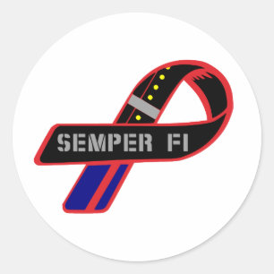 Semper Fi Ribbon Classic Round Sticker