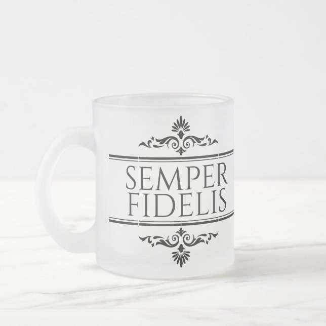 Semper Fidelis Frosted Glass Coffee Mug (Left)
