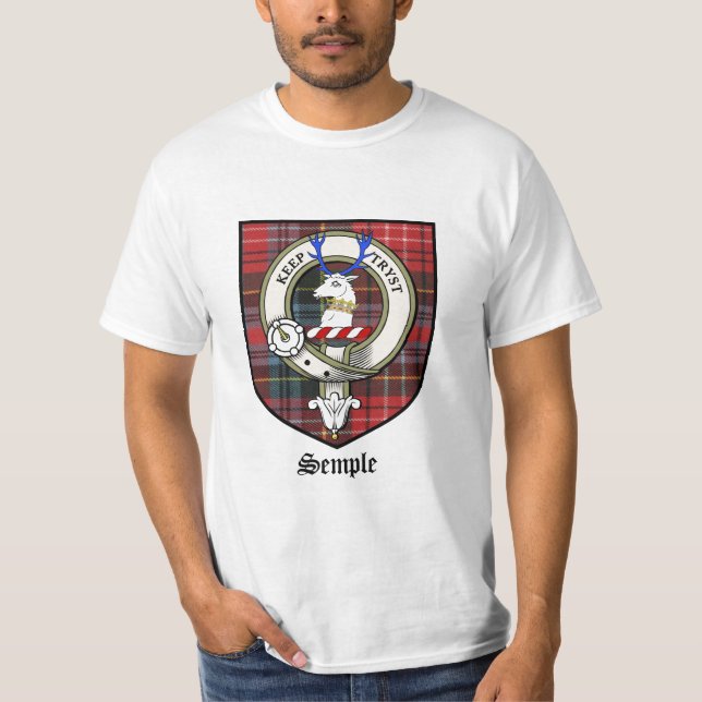Semple Clan Crest Badge Tartan T-Shirt (Front)
