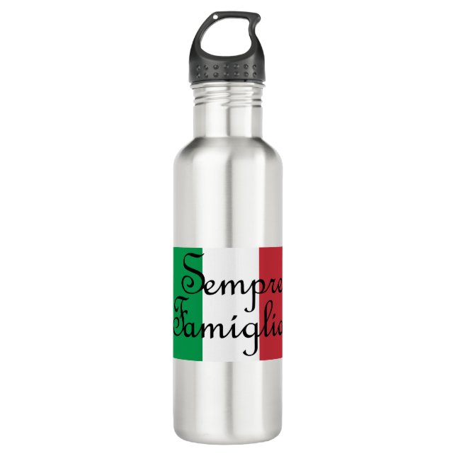 Sempre Famiglia and Italian flag colours 710 Ml Water Bottle (Front)
