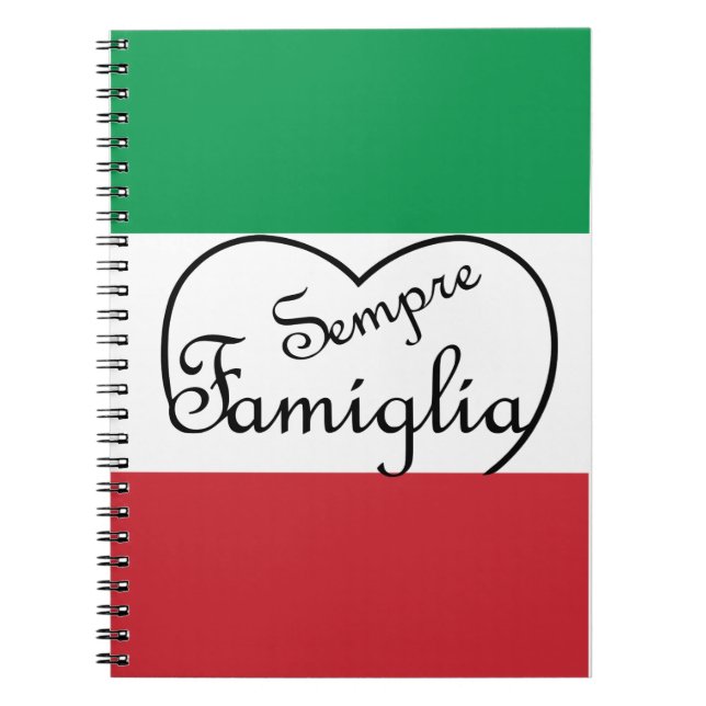 Sempre Famiglia Italian 'Always Family' Heart Notebook (Front)