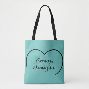 Sempre Famiglia Italian 'Always Family' Heart Tote Bag