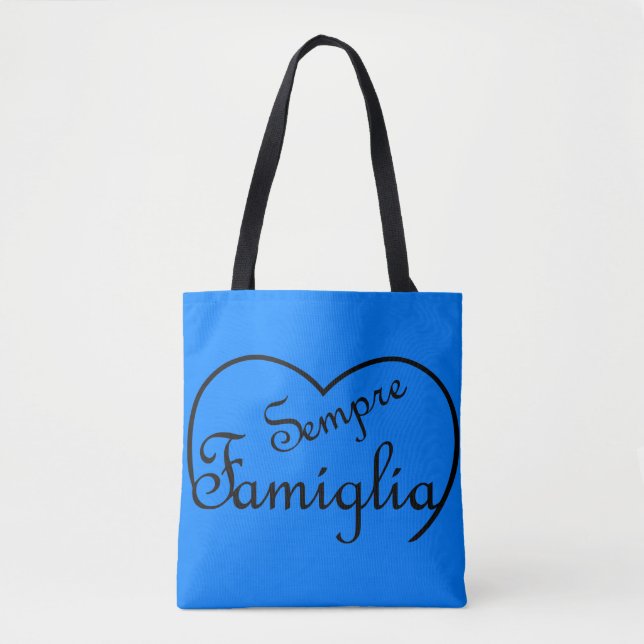 Sempre Famiglia Italian 'Always Family' Heart Tote Bag (Front)