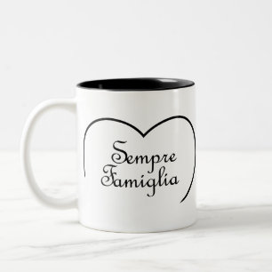 Sempre Famiglia Italian 'Always Family' Heart Two-Tone Coffee Mug