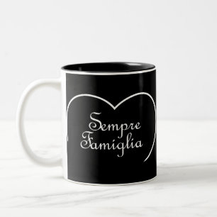 Sempre Famiglia Italian 'Always Family' Heart Two-Tone Coffee Mug