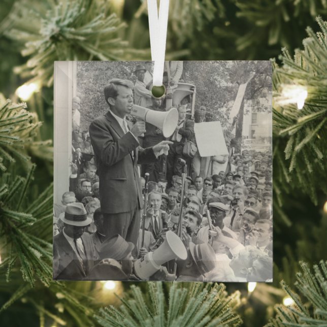 Sen. Robert Kennedy Campaigning for US President   Glass Tree Decoration (Insitu)
