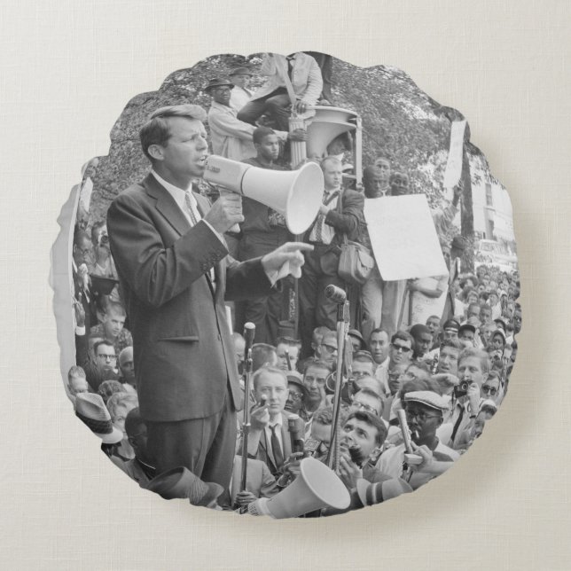 Sen. Robert Kennedy Campaigning for US President   Round Cushion (Front)