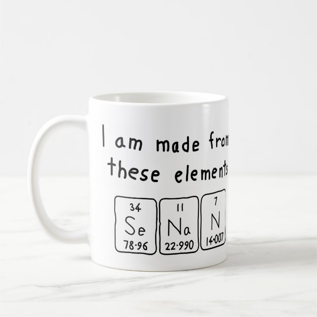 Senan periodic table name mug (Left)