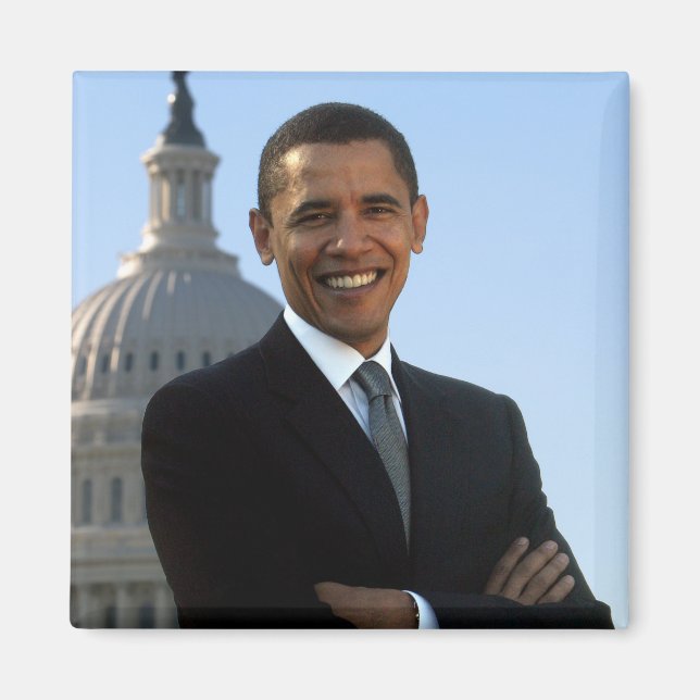 Senator Portrait, American President Barack Obama Magnet (Front)