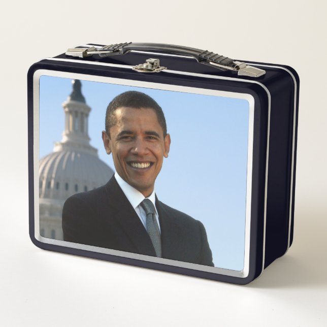 Senator Portrait, American President Barack Obama Metal Lunch Box (Front)