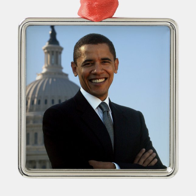 Senator Portrait, American President Barack Obama Metal Tree Decoration (Front)