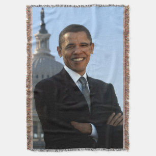 Senator Portrait, American President Barack Obama Throw Blanket