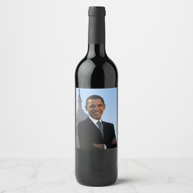 Senator Portrait, American President Barack Obama Wine Label (Front)