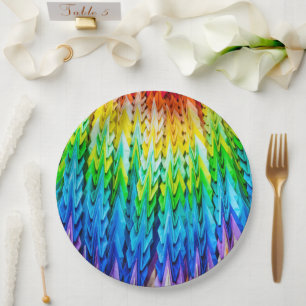 Senbazuru or one thousand origami cranes paper plate