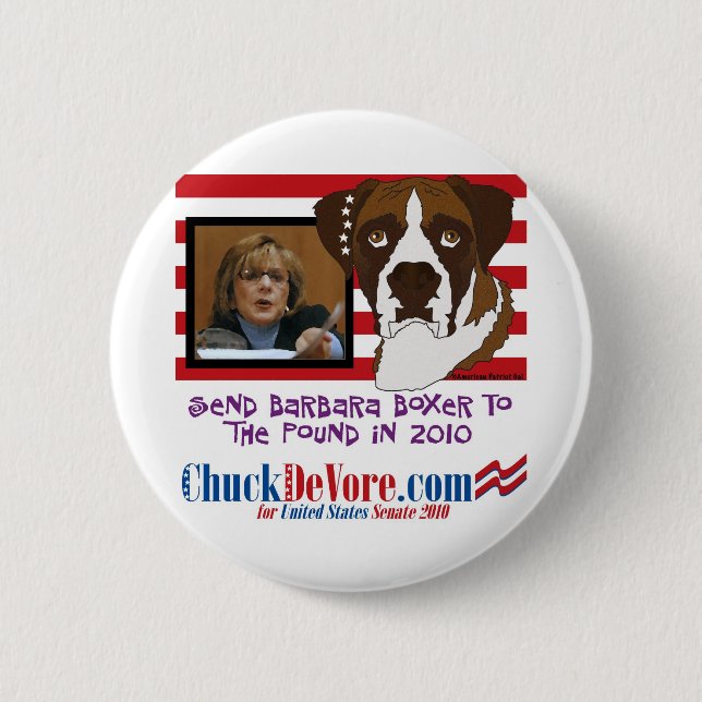 Send Barbara Boxer to the Pound in 2010 6 Cm Round Badge (Front)