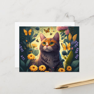 Send Cheerful Wishes with a Unique Cat Postcard
