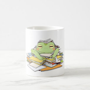 Send Help Frog Buried in Paperwork Kawaii Design Coffee Mug
