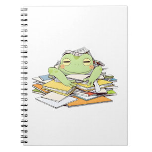 Send Help Frog Buried in Paperwork Kawaii Design Notebook