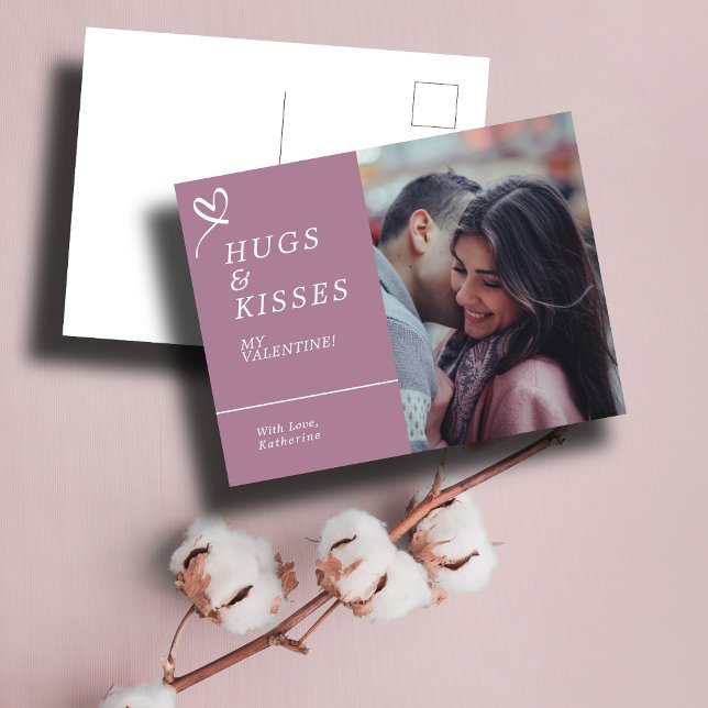Send Hugs & Kisses with Custom Photo Valentines Postcard (Creator Uploaded)