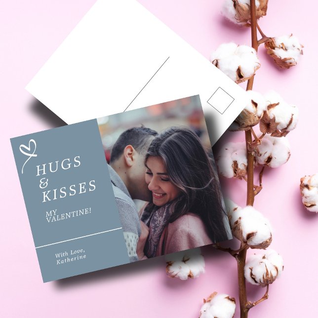 Send Hugs & Kisses with Custom Photo Valentines Postcard (Creator Uploaded)