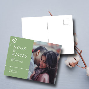 Send Hugs & Kisses with Custom Photo Valentines Postcard