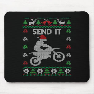 Send It Dirt Bike Riding Santa Motocross Ugly Chri Mouse Mat