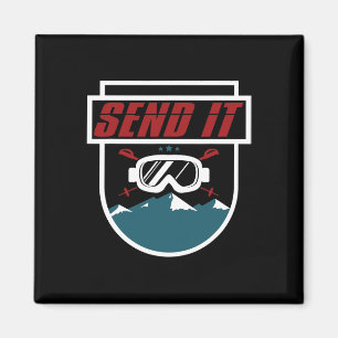Send It T Shirt Men Women Kids Ski Goggles Snowboa Magnet