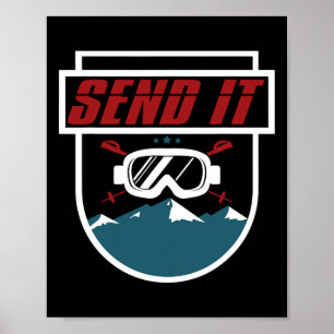 Send It T Shirt Men Women Kids Ski Goggles Snowboa Poster
