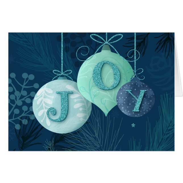Send Joy with this blue tone-on-tone holiday card (Front Horizontal)