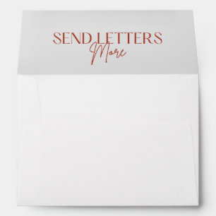 'Send Letters More' Red Typography Envelope