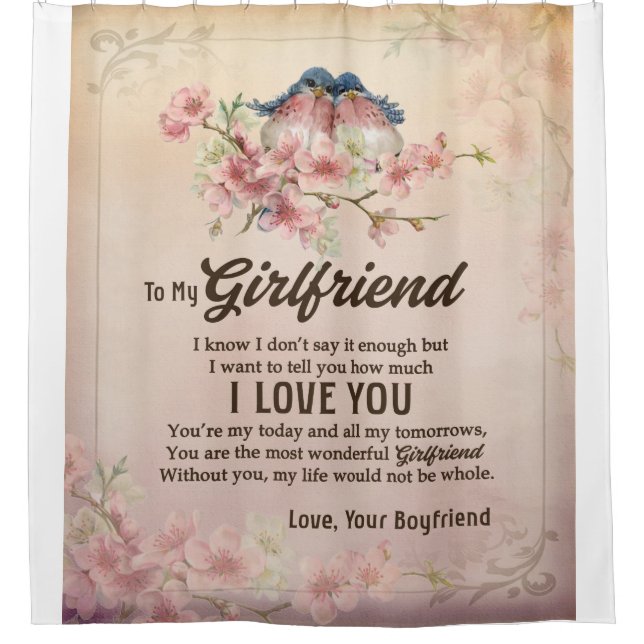 Send Love To My Girlfriend, From Your Boyfriend Shower Curtain (Front)