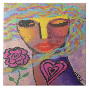 Send Me Flowers Abstract Art Tile