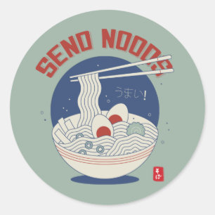 Send Noods Japanese Noodle Soup Ramen  Classic Round Sticker