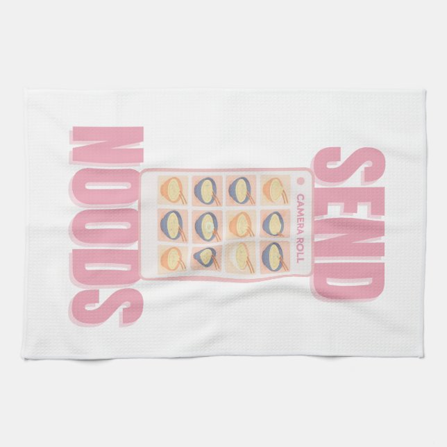 Send Noods Pink Noodle Camera Roll Illustration Tea Towel (Horizontal)
