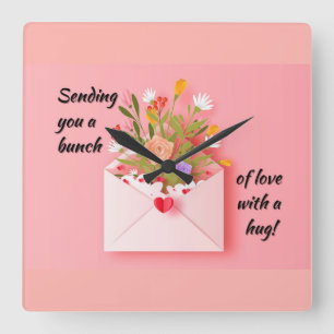 Send some love and a hug!  square wall clock