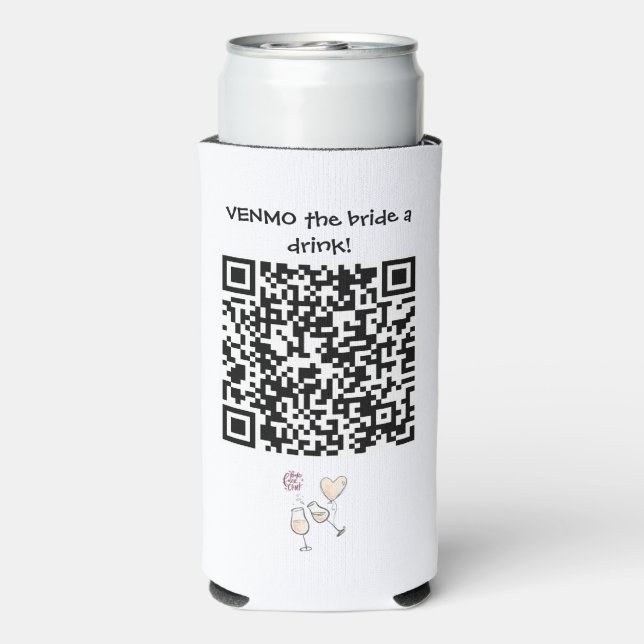 Send the Bride A Drink with Custom QR Code Seltzer Can Cooler (Seltzer Back)