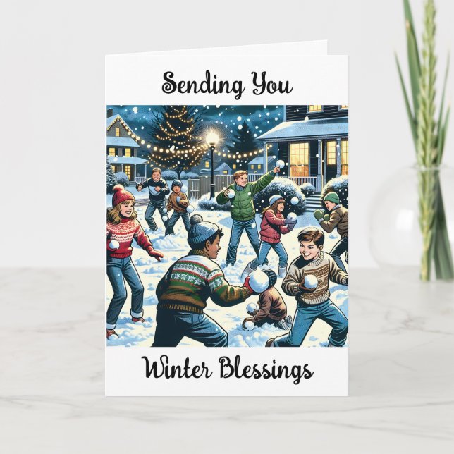 Send You Winter Blessings Holiday Card (Front)