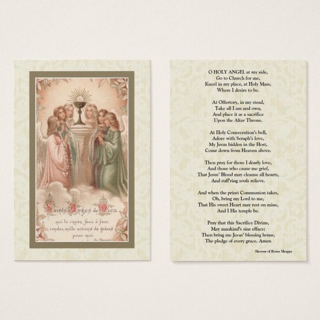 Send Your Guardian Angel to Mass Holy Card (Front & Back)