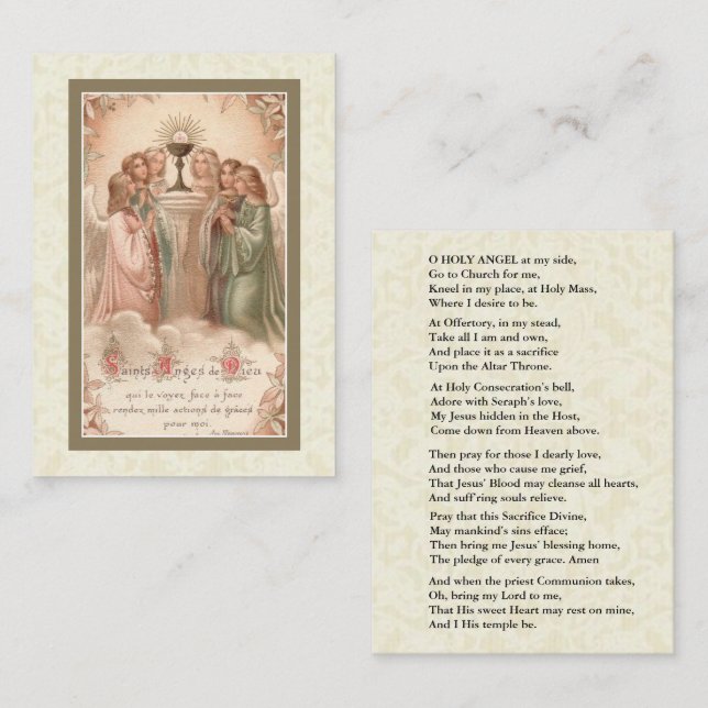 Send Your Guardian Angel to Mass Holy Card (Front/Back)