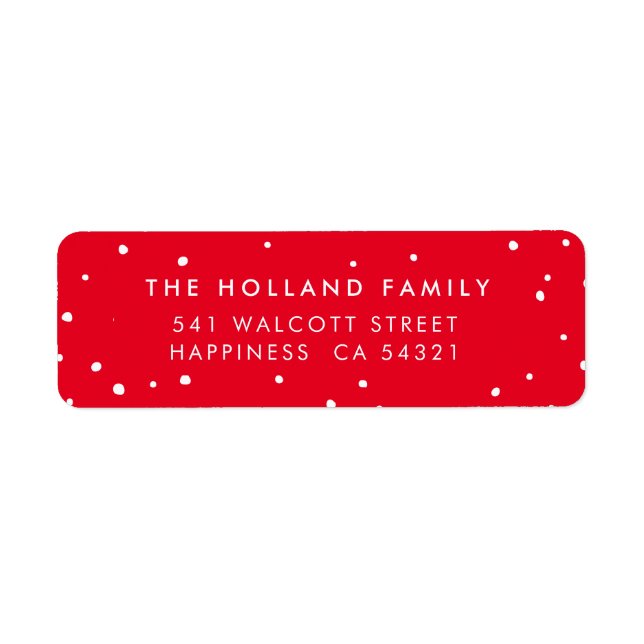 SENDER ADDRESS cute modern snow spots red (Front)