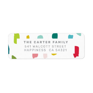 SENDER ADDRESS modern bold bright colourful dabs