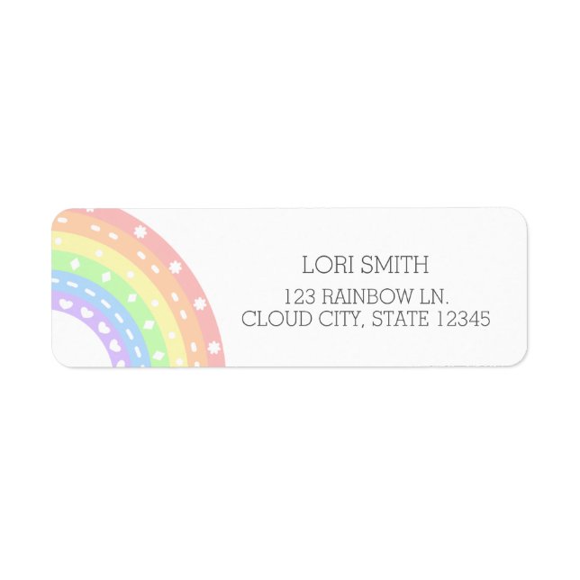 Sender Address Pastel Rainbow Return Address Label (Front)